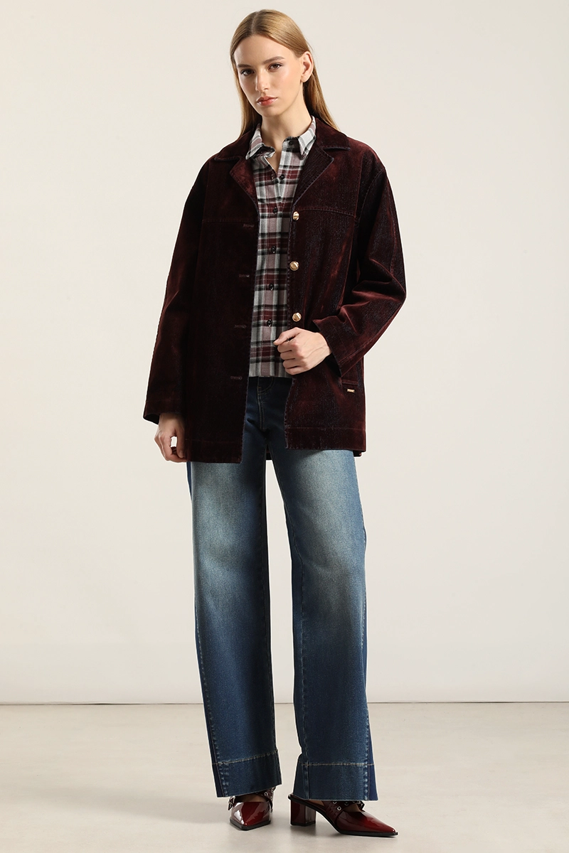 CHAQUETON GABARDINA EFECTO TERCIOPELO, CHOCOLATE LIOLA - 2