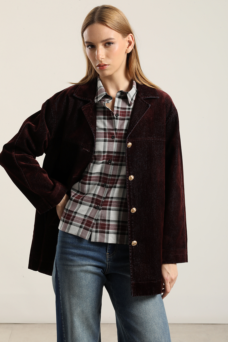 CHAQUETON GABARDINA EFECTO TERCIOPELO, CHOCOLATE LIOLA - 6