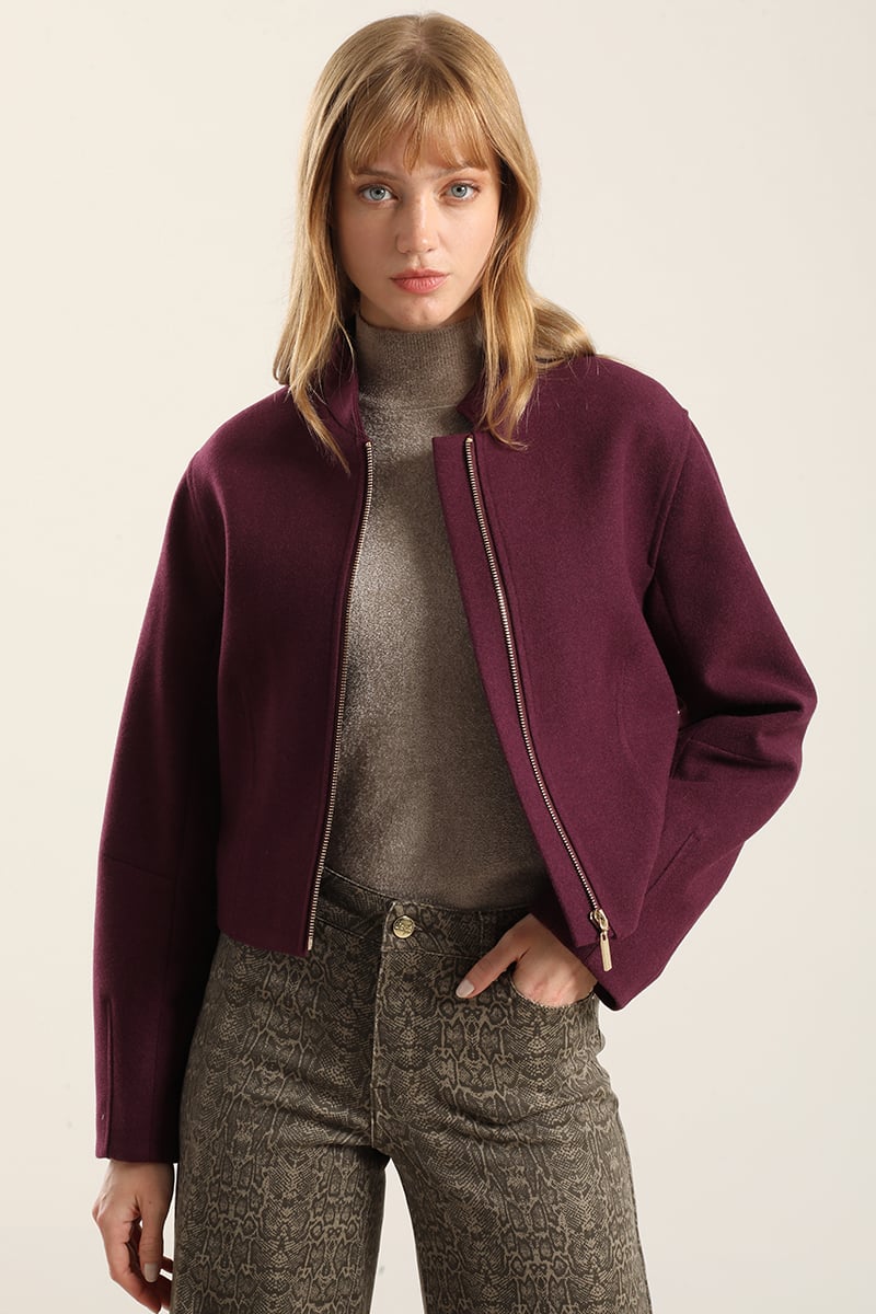 CHAQUETA BOMBER, MUFLON MELANGE CIRUELA LIOLA - 1