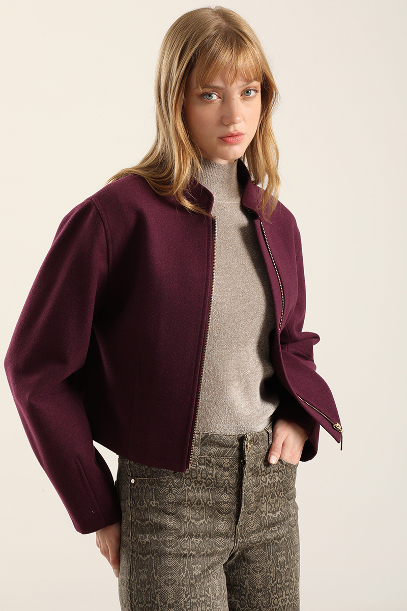 CHAQUETA BOMBER, MUFLON MELANGE CIRUELA LIOLA - 4