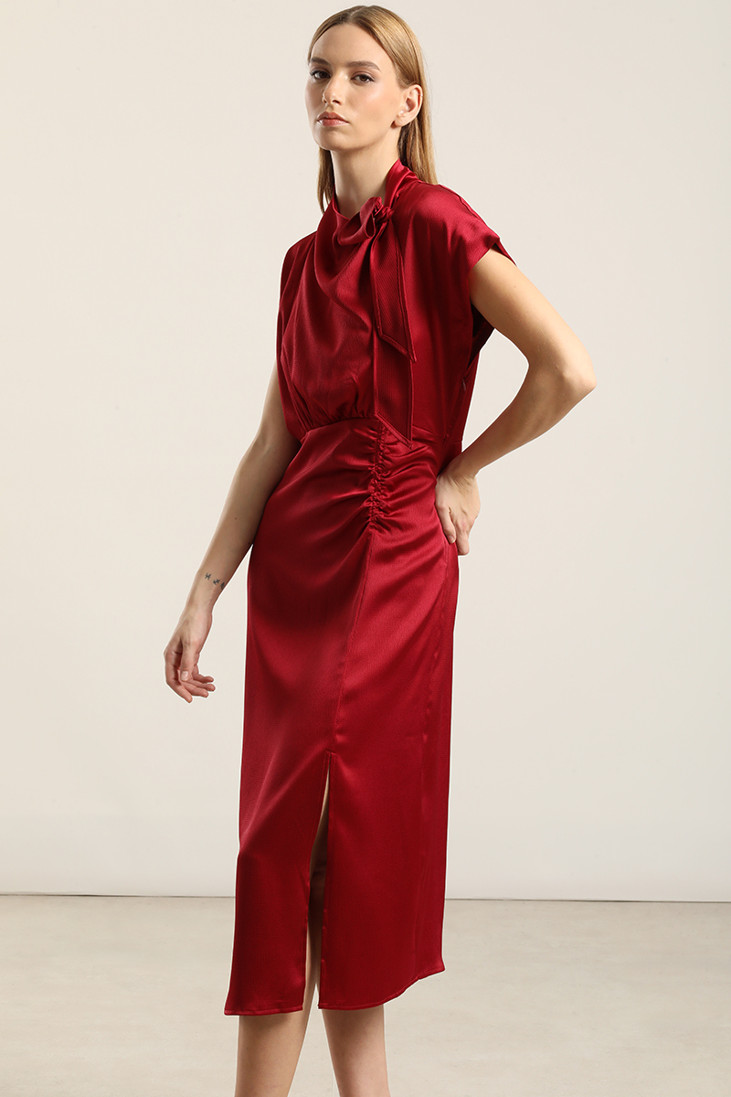 VESTIDO SATIN MIDI LAZADA, BURDEO LIOLA - 1