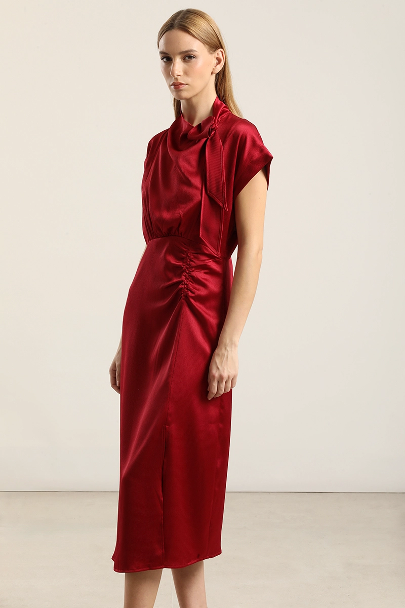 VESTIDO SATIN MIDI LAZADA, BURDEO LIOLA - 4