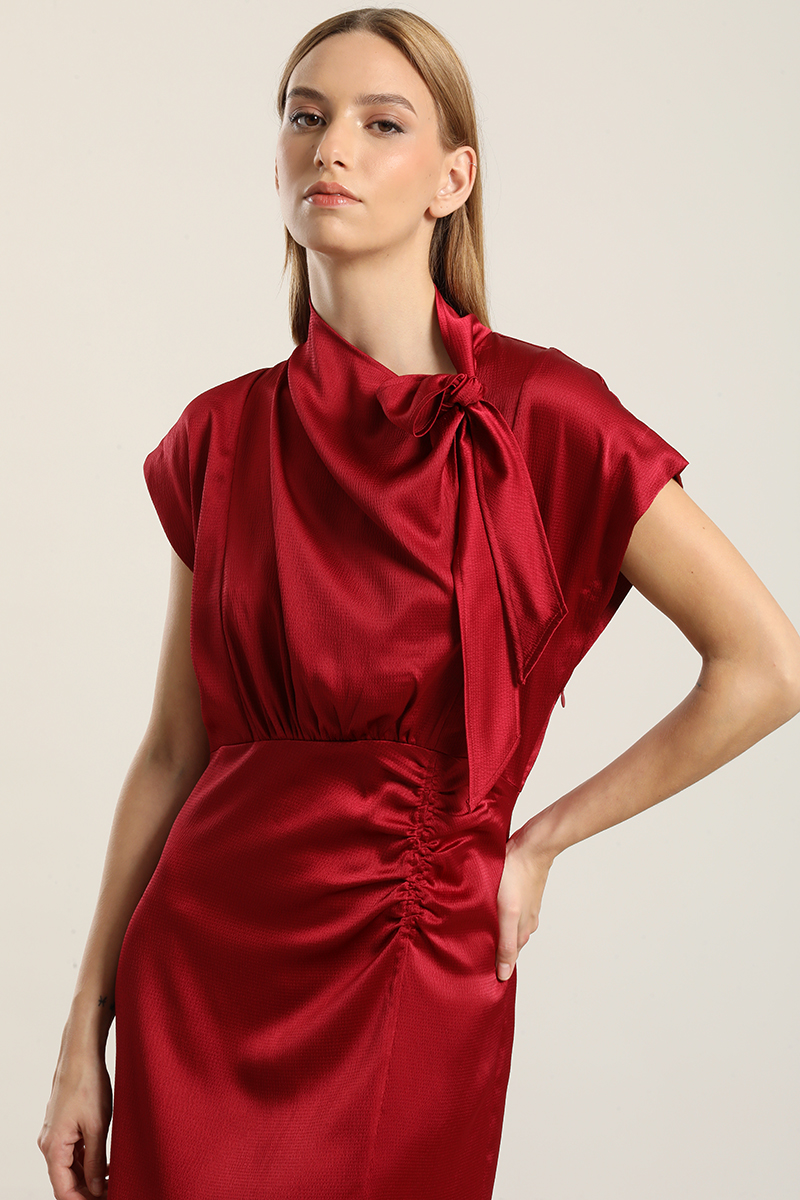 VESTIDO SATIN MIDI LAZADA, BURDEO LIOLA - 5
