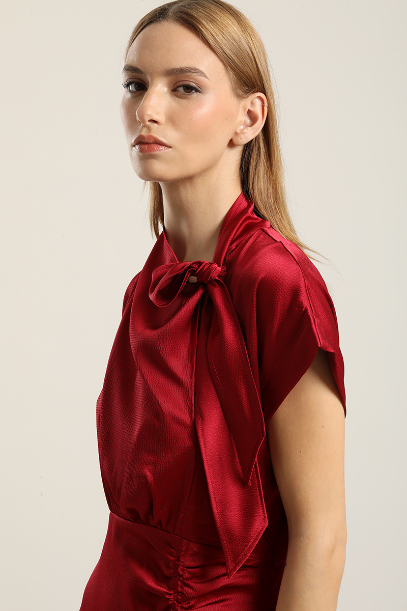 VESTIDO SATIN MIDI LAZADA, BURDEO LIOLA - 6