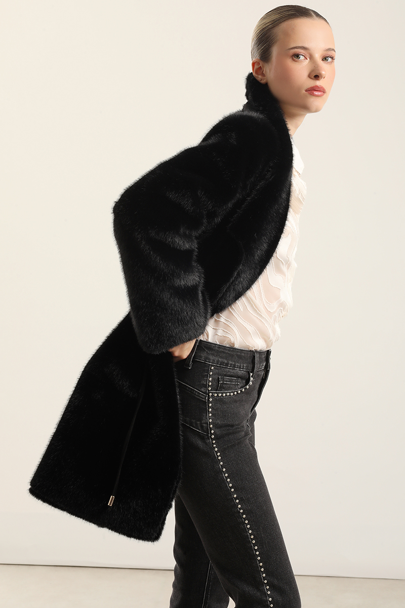 ABRIGO REVERSIBLE, EFECTO PIEL, NEGRO LIOLA - 2