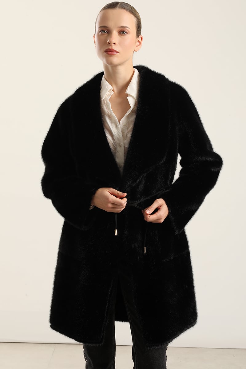 ABRIGO REVERSIBLE, EFECTO PIEL, NEGRO LIOLA - 3