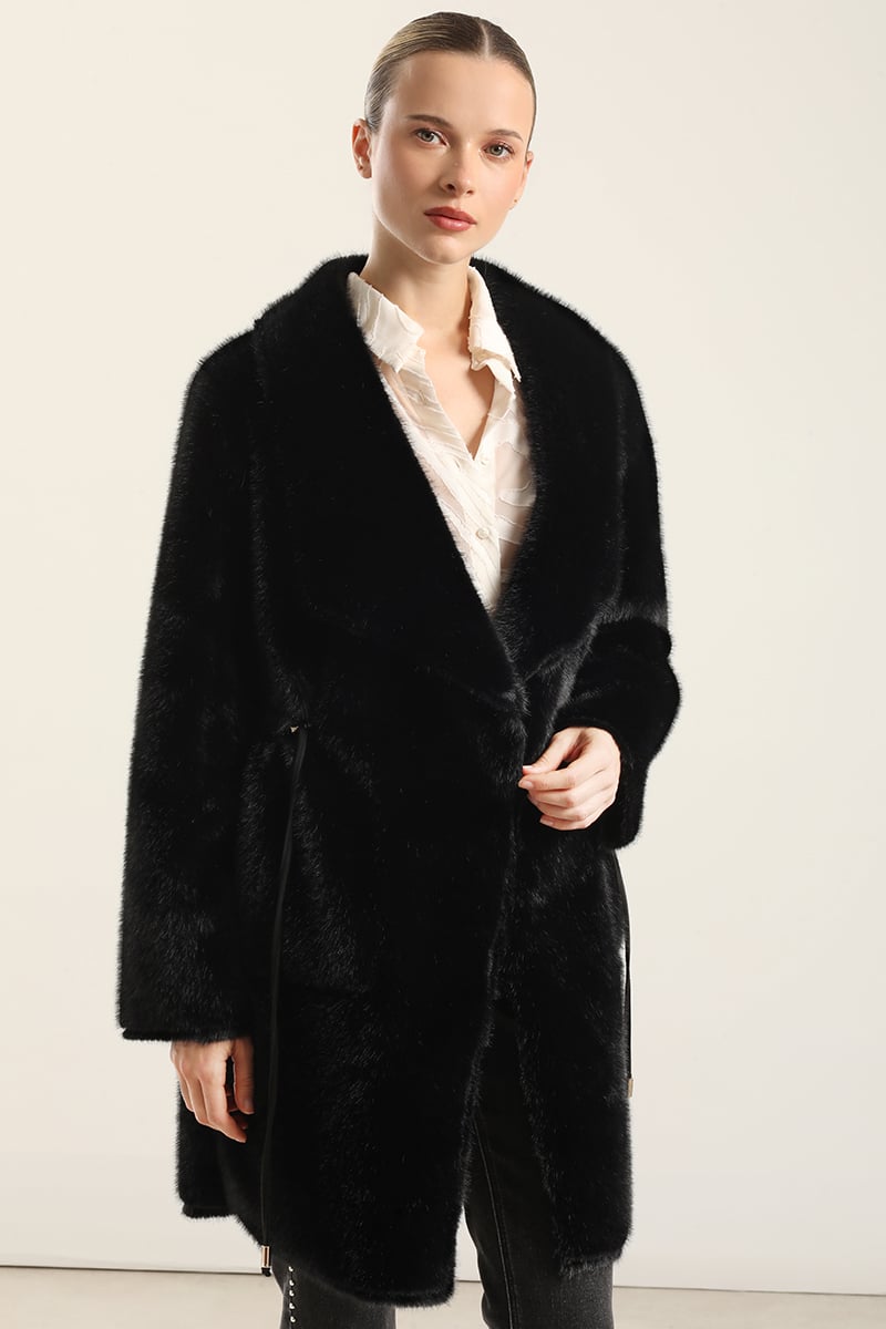 ABRIGO REVERSIBLE, EFECTO PIEL, NEGRO LIOLA - 4