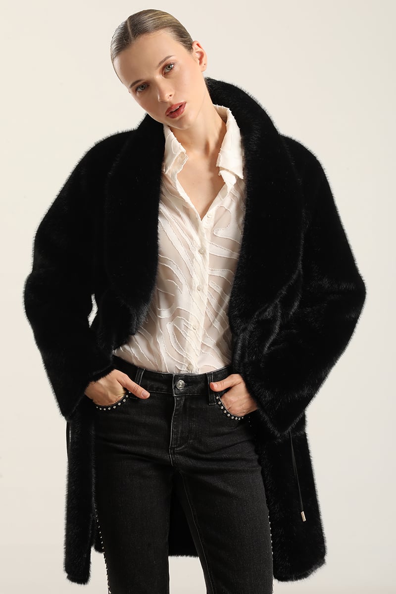 ABRIGO REVERSIBLE, EFECTO PIEL, NEGRO LIOLA - 5