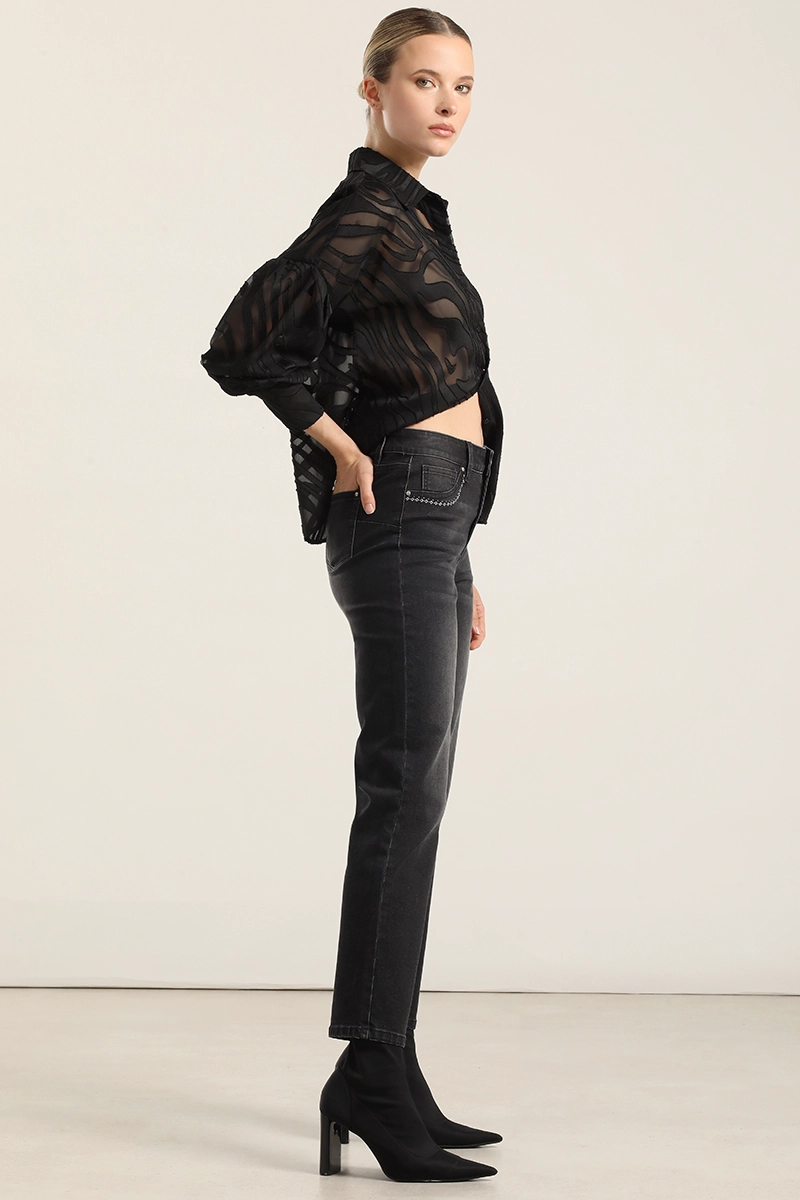 JEANS SLIM, TIRO MEDIO, NEGRO LIOLA - 2