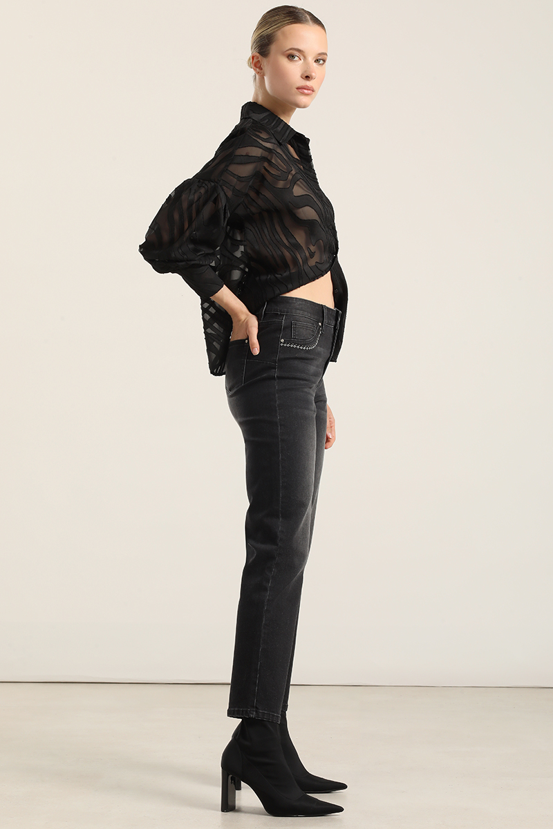 JEANS SLIM, TIRO MEDIO, NEGRO LIOLA - 2