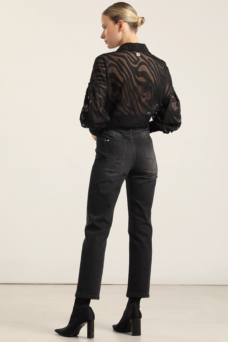 JEANS SLIM, TIRO MEDIO, NEGRO LIOLA - 4