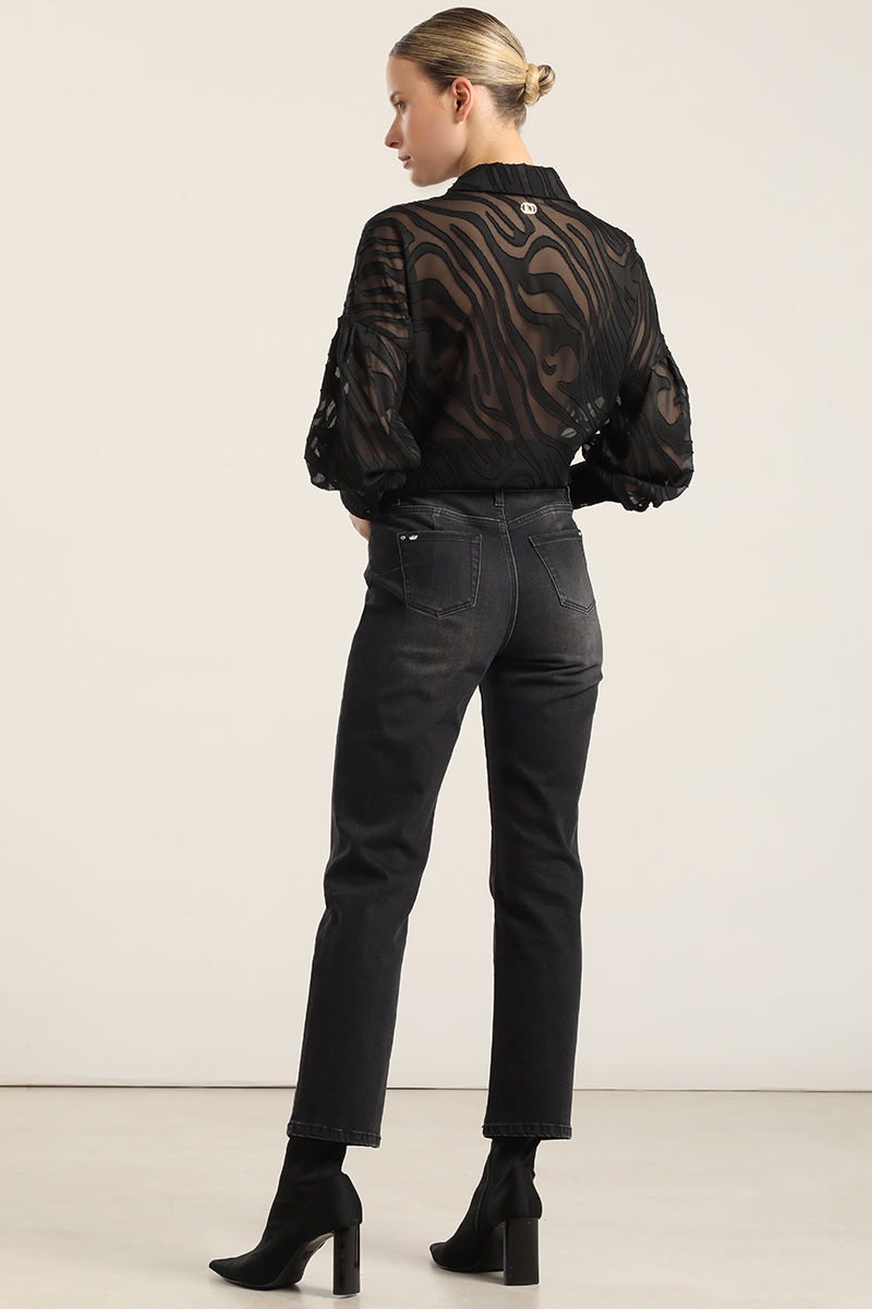 JEANS SLIM, TIRO MEDIO, NEGRO LIOLA - 4