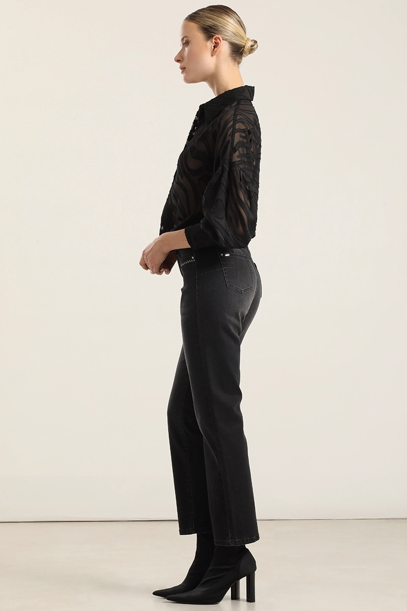 JEANS SLIM, TIRO MEDIO, NEGRO LIOLA - 5