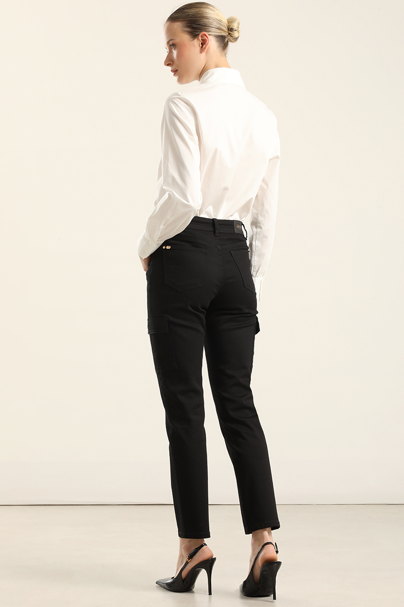 JEANS COLOR SKINNY CARGO, NEGRO LIOLA - 4