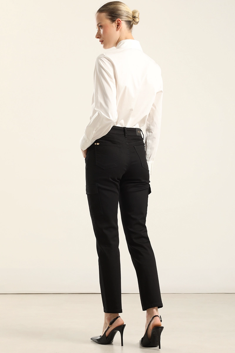 JEANS COLOR SKINNY CARGO, NEGRO LIOLA - 4