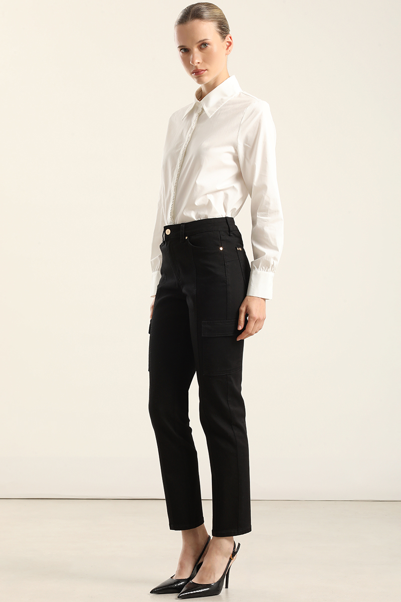JEANS COLOR SKINNY CARGO, NEGRO LIOLA - 5