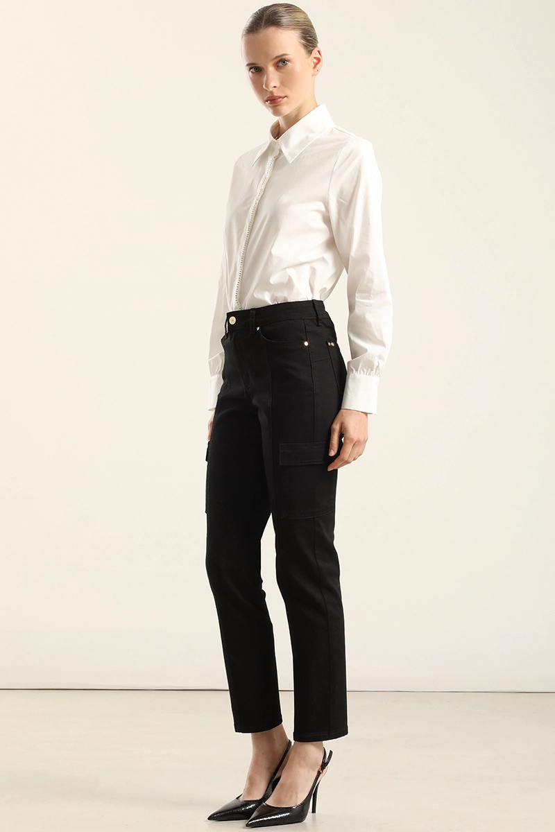 JEANS COLOR SKINNY CARGO, NEGRO LIOLA - 5