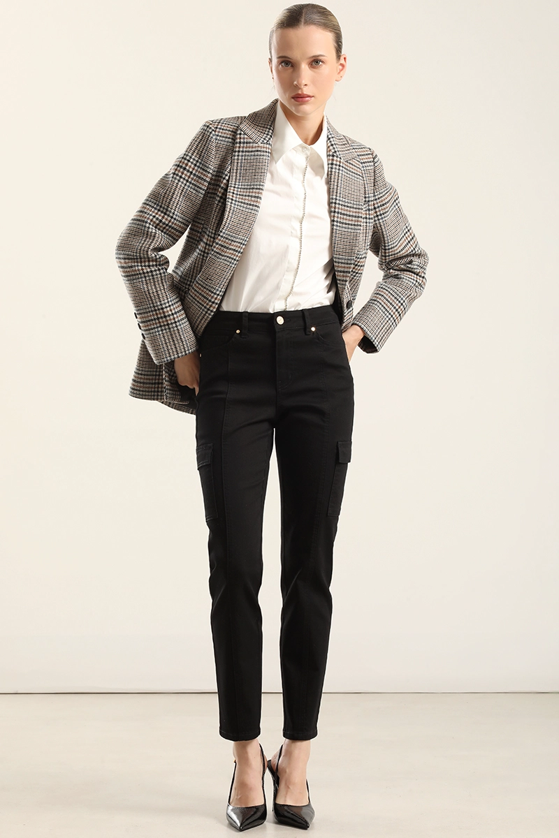 JEANS COLOR SKINNY CARGO, NEGRO LIOLA - 6