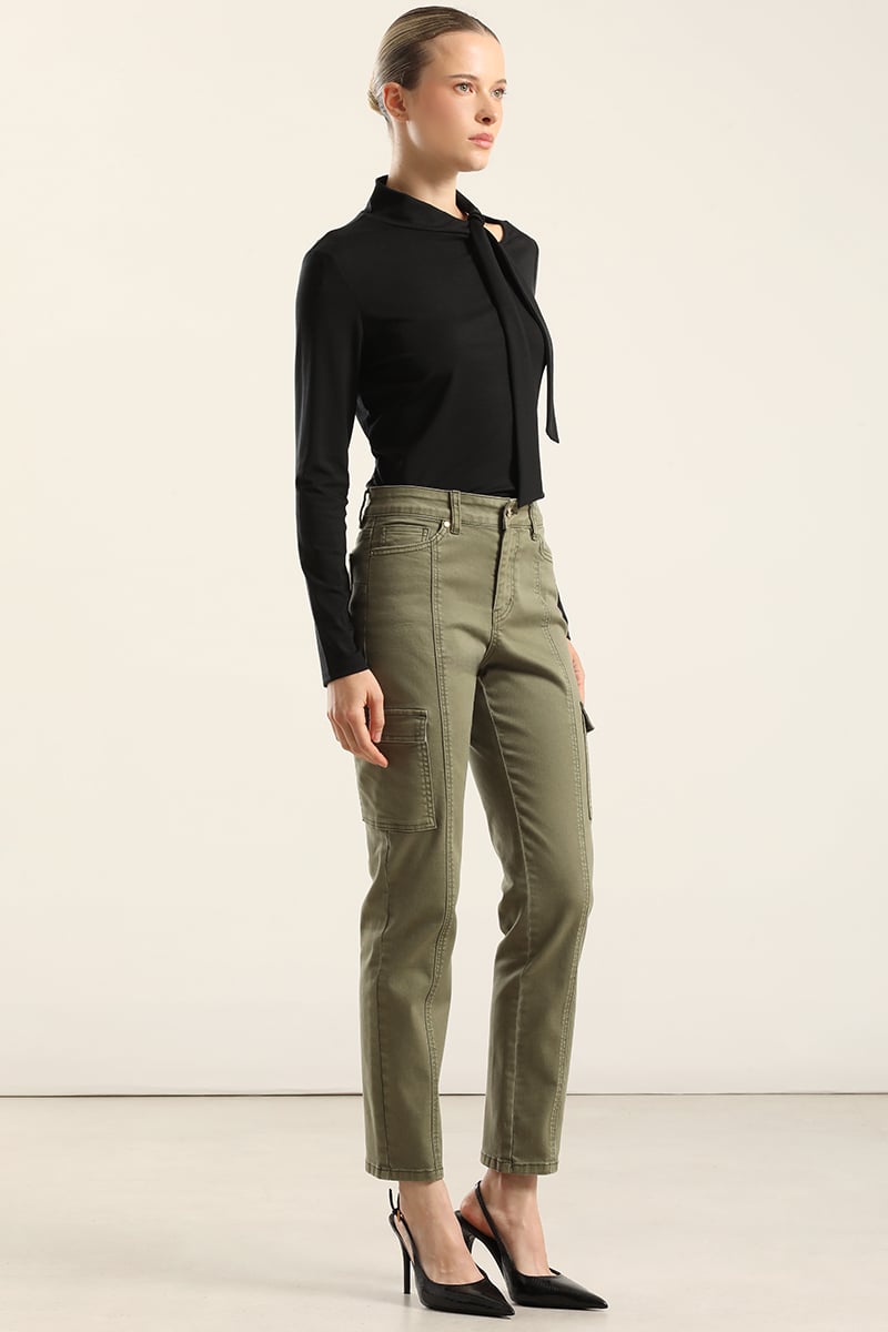 JEANS COLOR SKINNY CARGO, MILITAR LIOLA - 2