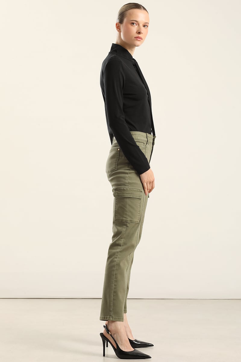 JEANS COLOR SKINNY CARGO, MILITAR LIOLA - 4