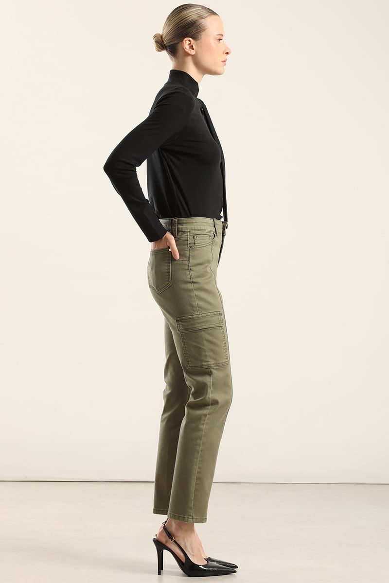 JEANS COLOR SKINNY CARGO, MILITAR LIOLA - 6