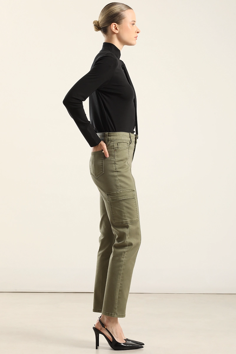 JEANS COLOR SKINNY CARGO, MILITAR LIOLA - 6