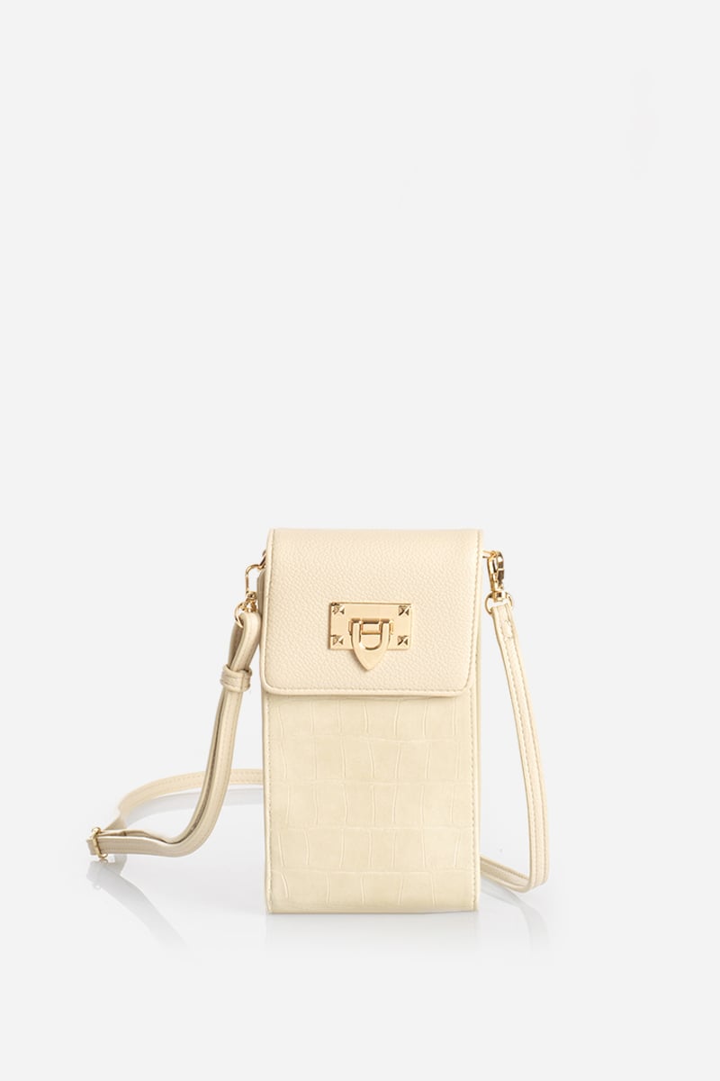 BOLSO CELULAR, SIMIL CROCCO, BEIGE LIOLA - 1