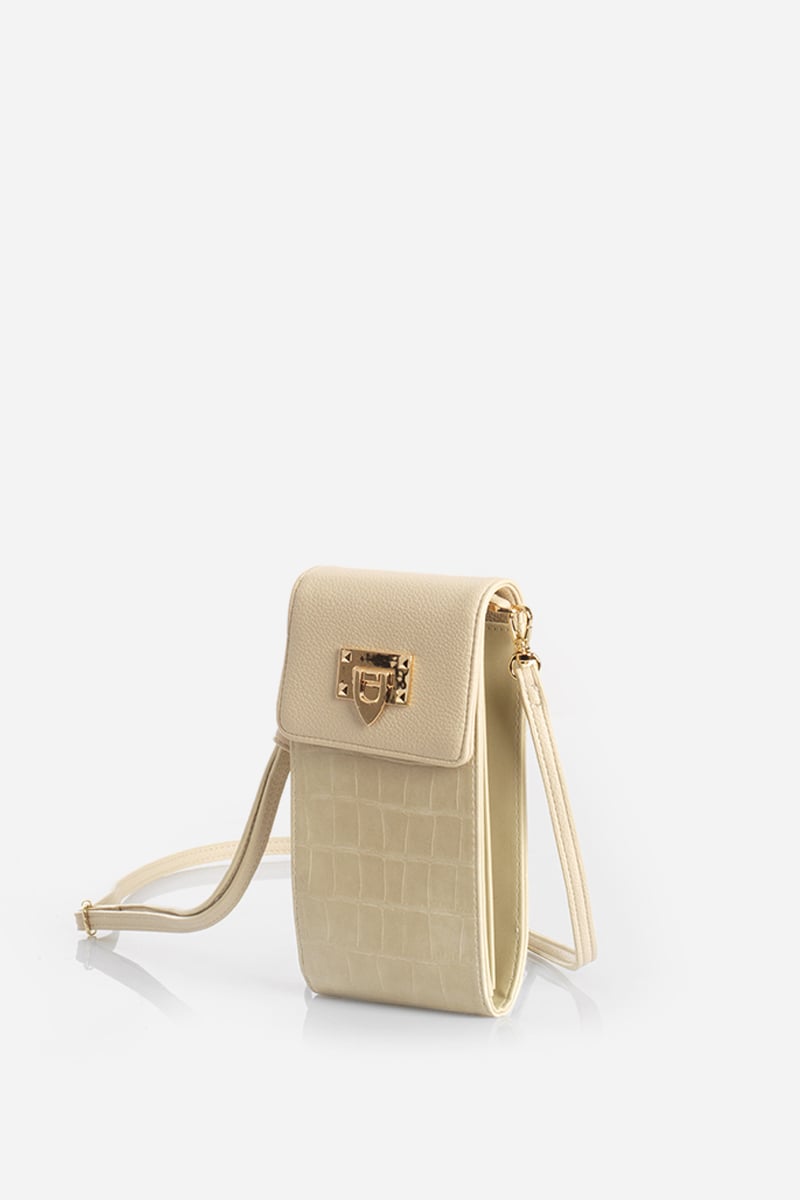 BOLSO CELULAR, SIMIL CROCCO, BEIGE LIOLA - 2