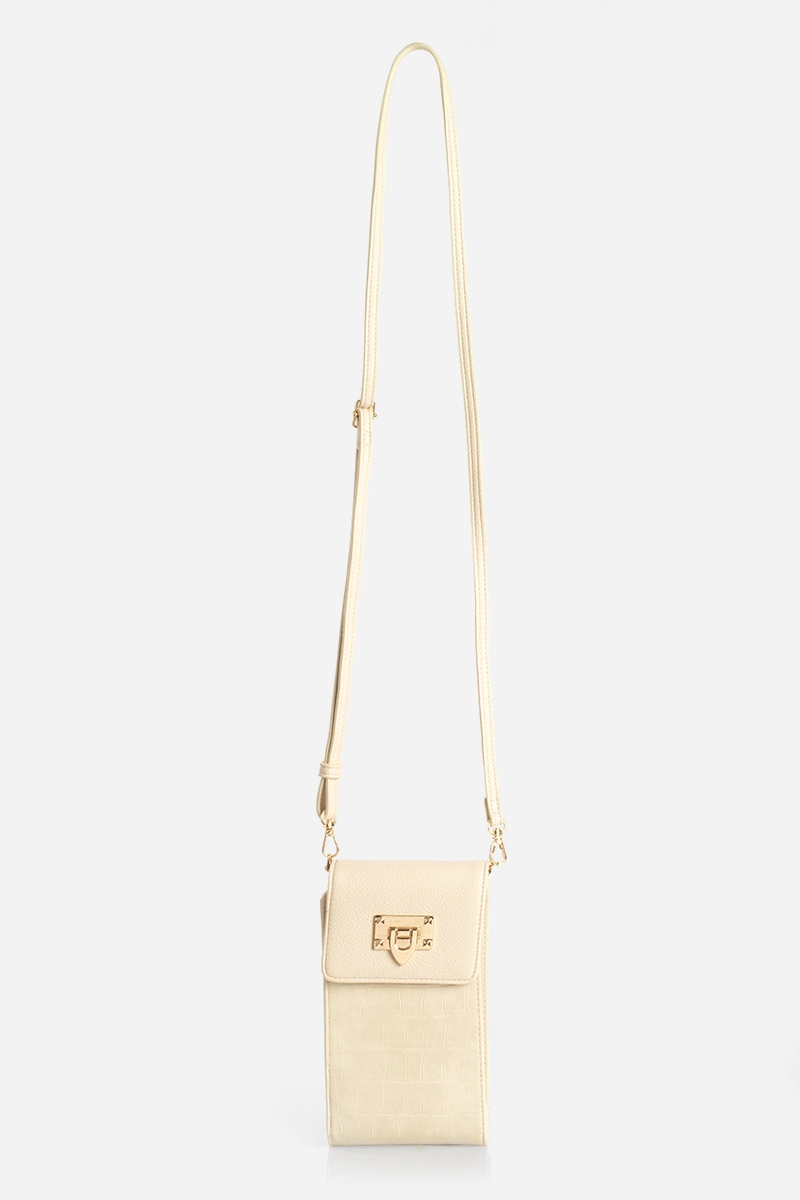 BOLSO CELULAR, SIMIL CROCCO, BEIGE LIOLA - 4