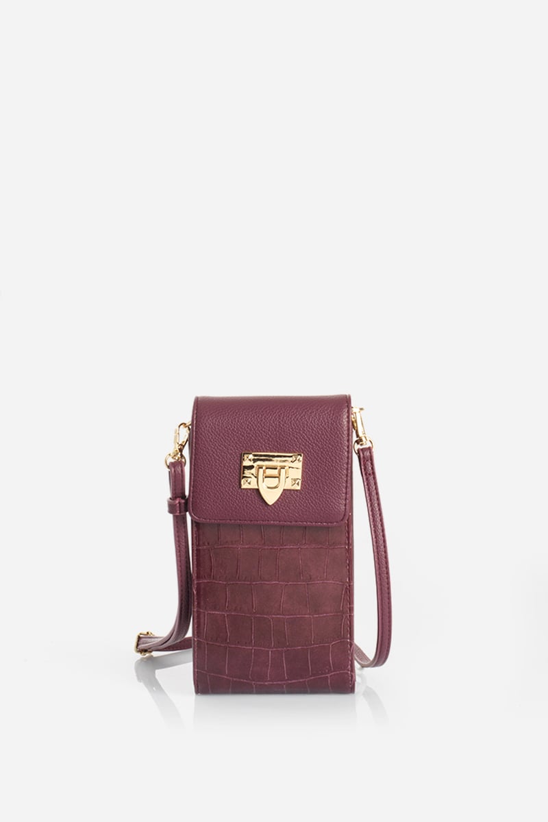 BOLSO CELULAR, SIMIL CROCCO, CIRUELA LIOLA - 1