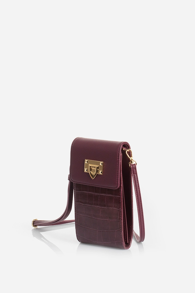 BOLSO CELULAR, SIMIL CROCCO, CIRUELA LIOLA - 2