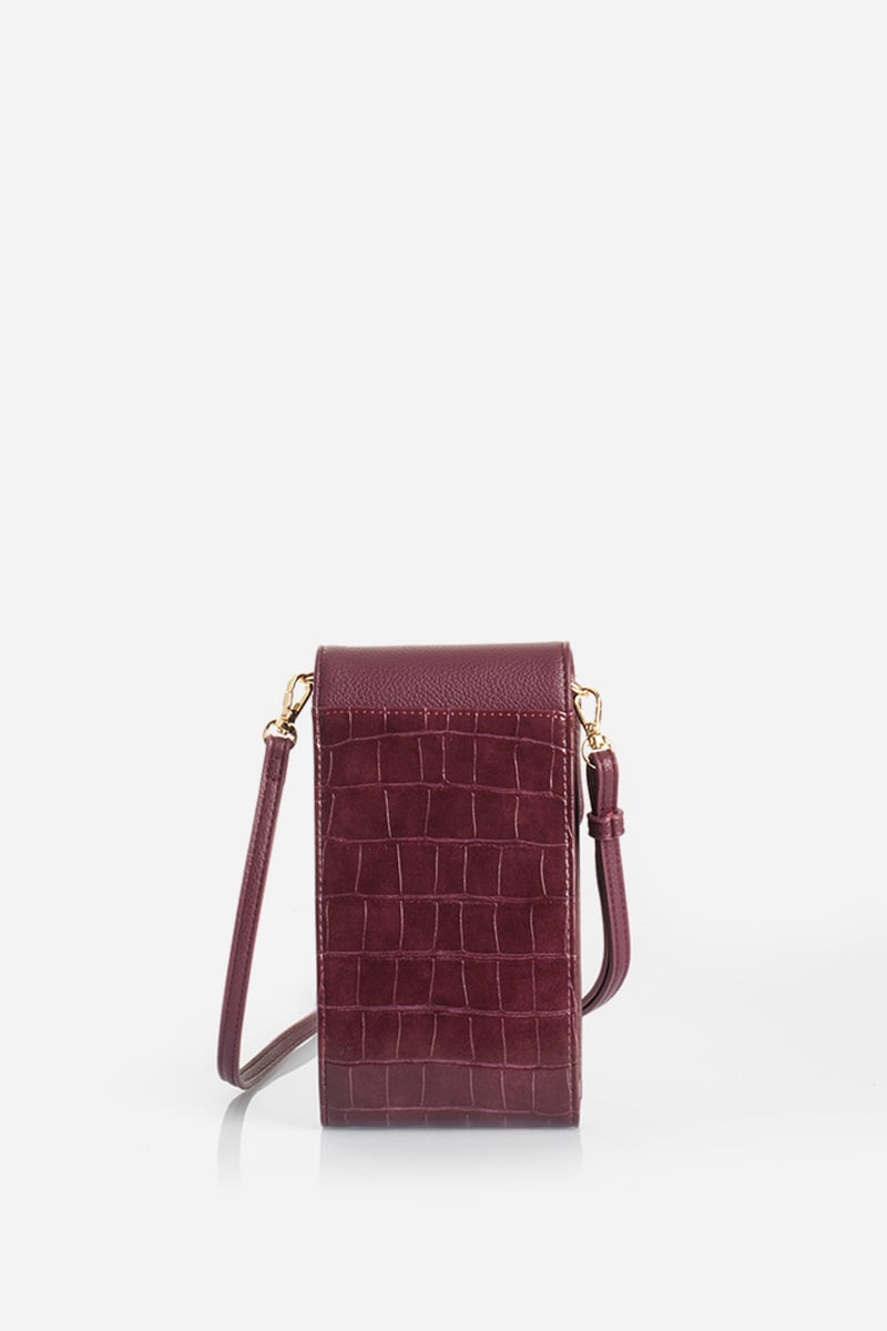 BOLSO CELULAR, SIMIL CROCCO, CIRUELA LIOLA - 3