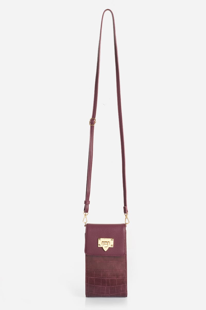 BOLSO CELULAR, SIMIL CROCCO, CIRUELA LIOLA - 4