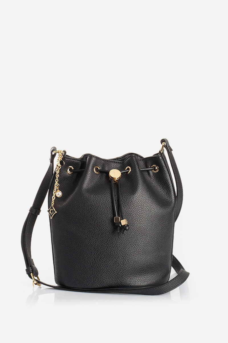 BOLSO CHARM, SIMIL CUERO, NEGRO LIOLA - 1