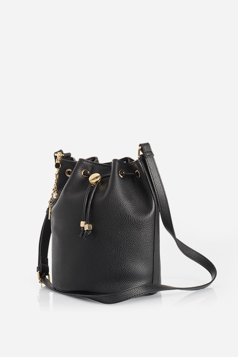 BOLSO CHARM, SIMIL CUERO, NEGRO LIOLA - 2