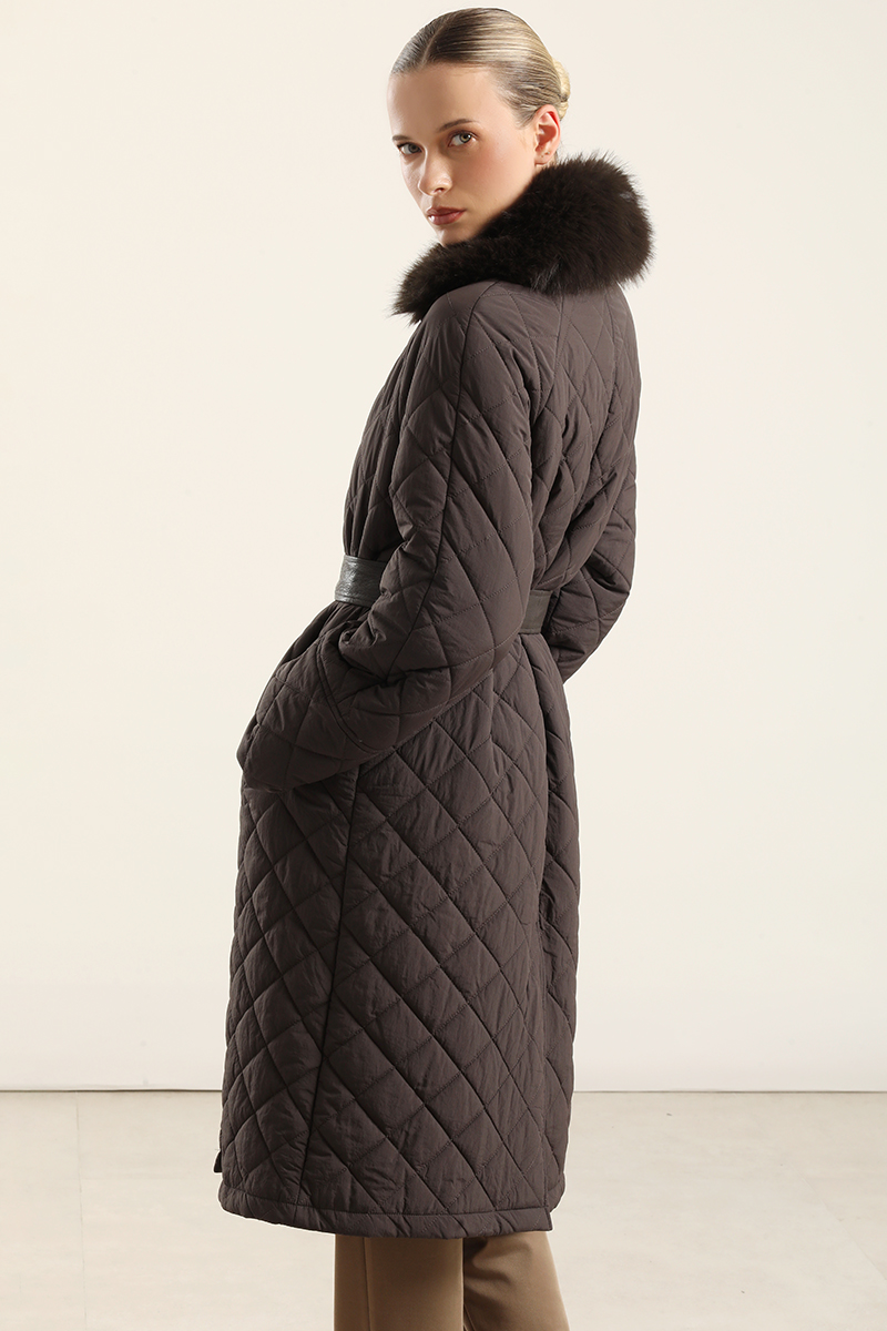 PARKA LARGA, MATELASSE ROMBO, CHOCOLATE LIOLA - 4
