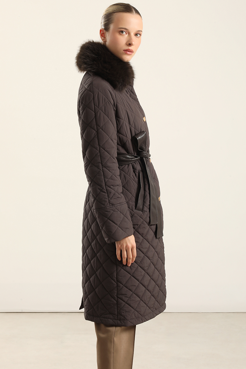 PARKA LARGA, MATELASSE ROMBO, CHOCOLATE LIOLA - 5