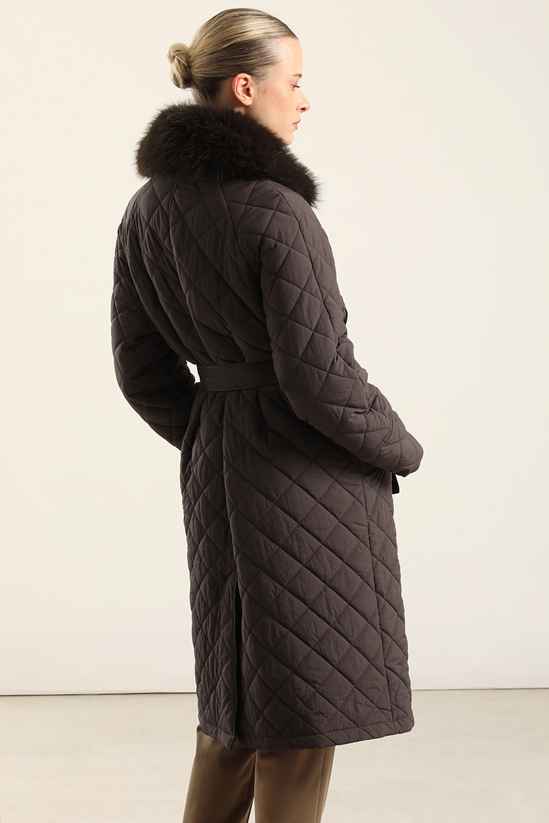 PARKA LARGA, MATELASSE ROMBO, CHOCOLATE LIOLA - 6