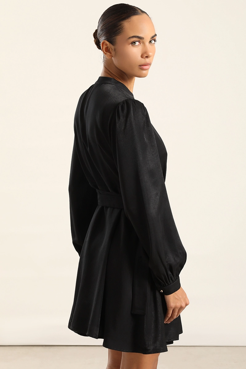 VESTIDO CORTO ASIMETRICO, NEGRO LIOLA - 3
