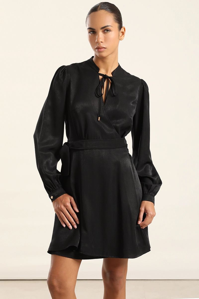 VESTIDO CORTO ASIMETRICO, NEGRO LIOLA - 5