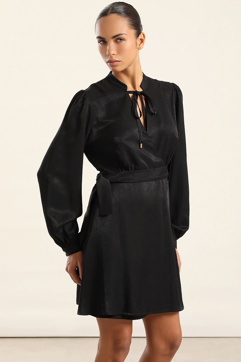 VESTIDO CORTO ASIMETRICO, NEGRO LIOLA - 7