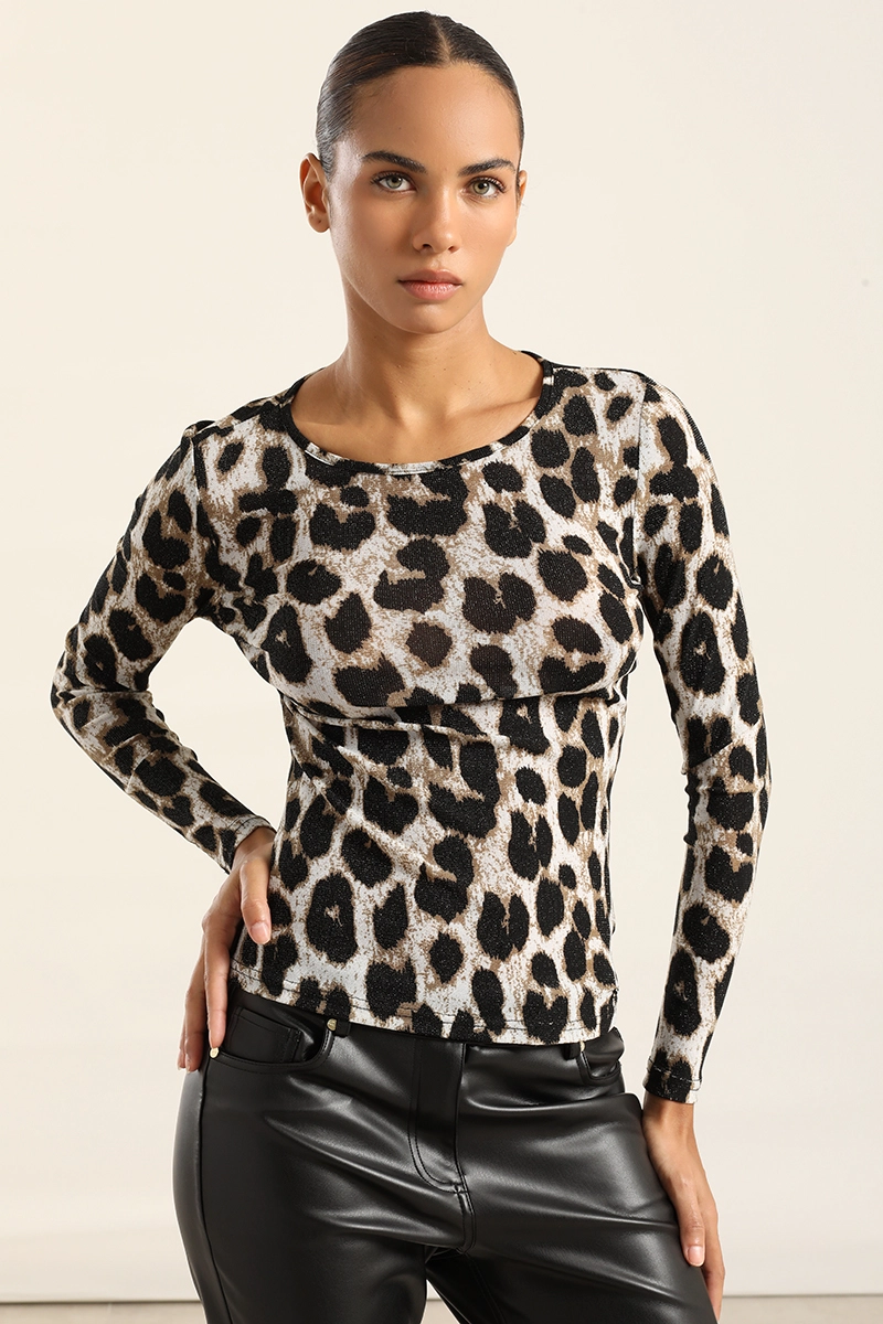 TOP MALLA ESTAMPADO METALIZADO, NEGRO LIOLA - 2