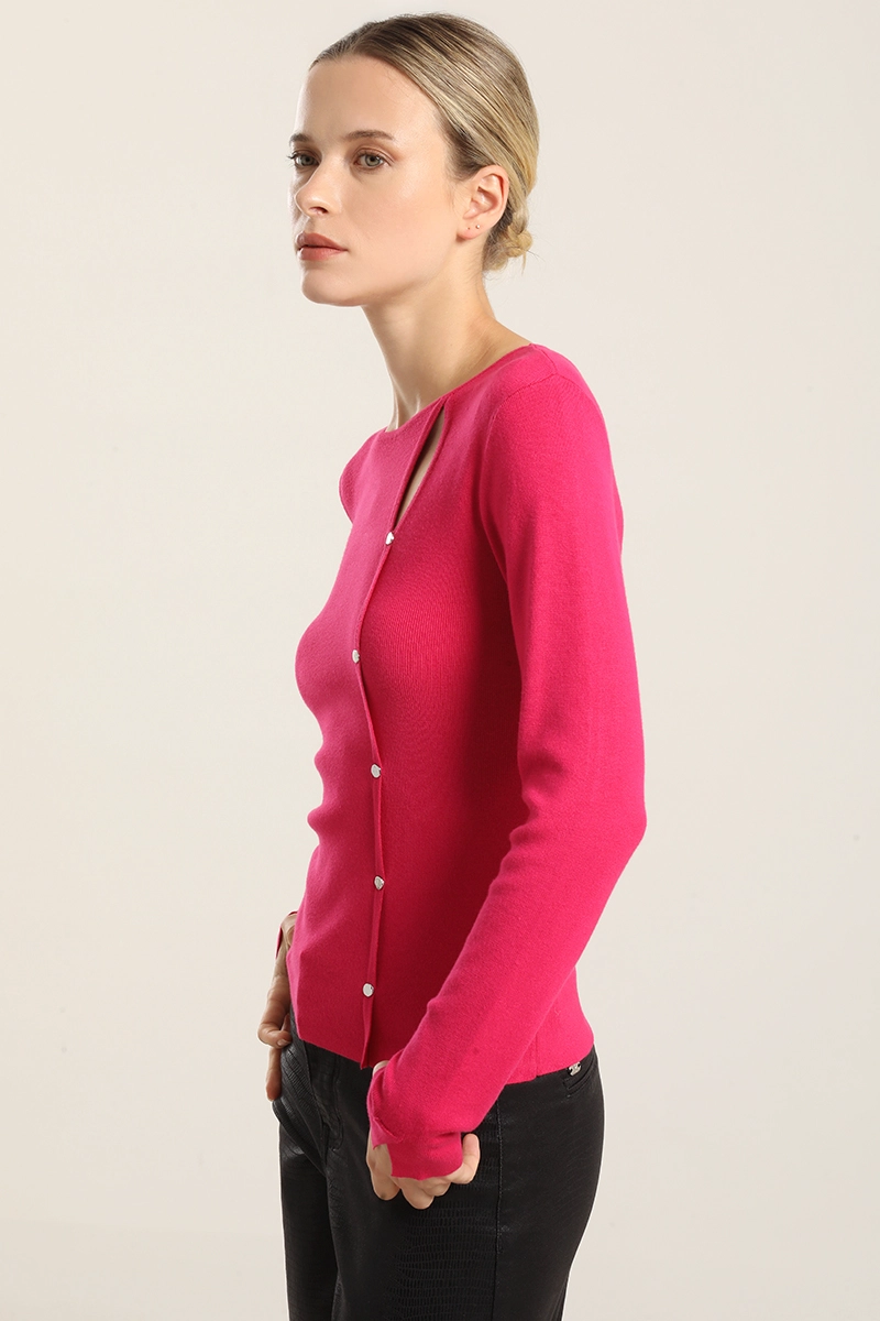 JERSEY PUNTO ABERTURA ASIMETRICA, FUCSIA LIOLA - 4