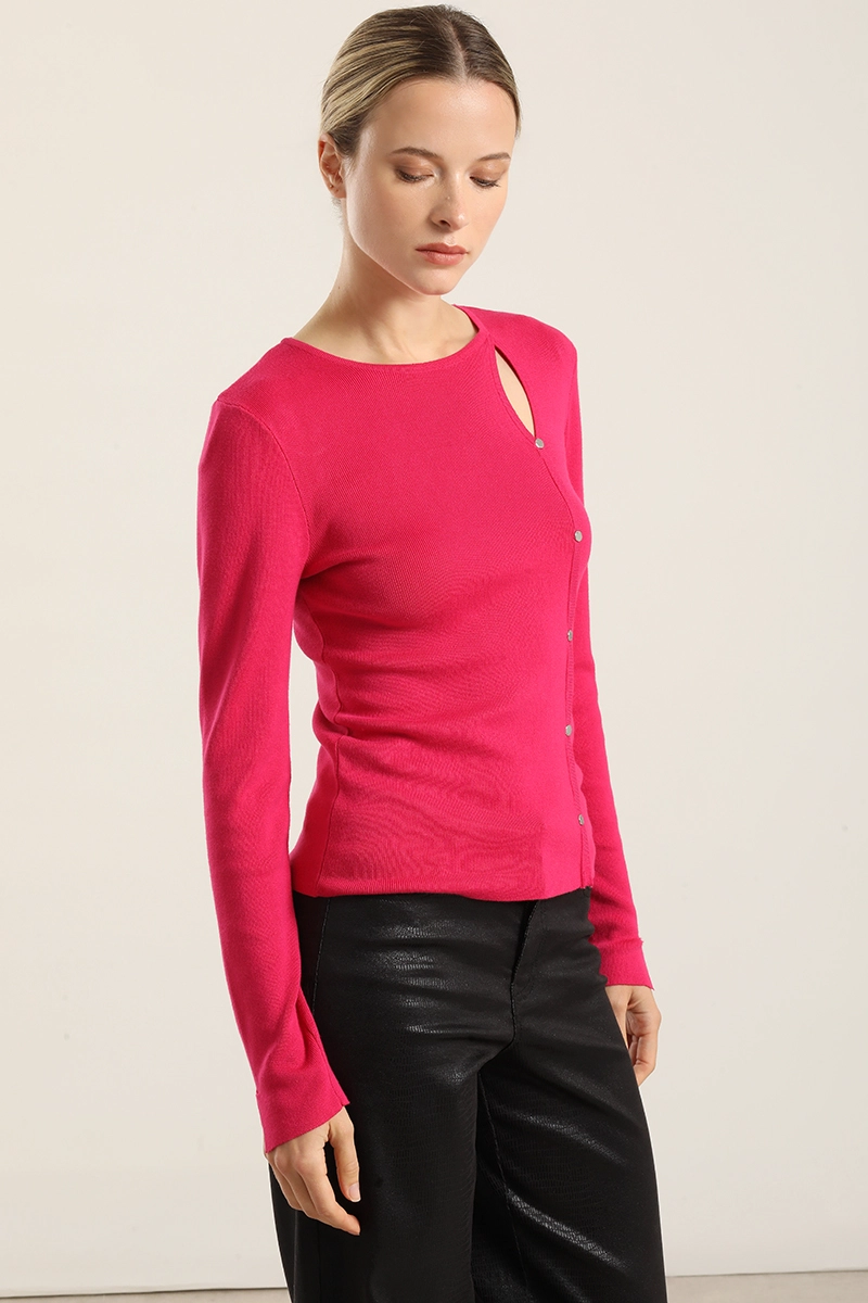 JERSEY PUNTO ABERTURA ASIMETRICA, FUCSIA LIOLA - 5