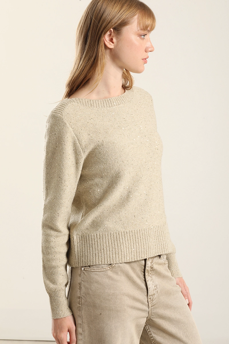 JERSEY PUNTO MICROLENTEJUELAS, BEIGE LIOLA - 4