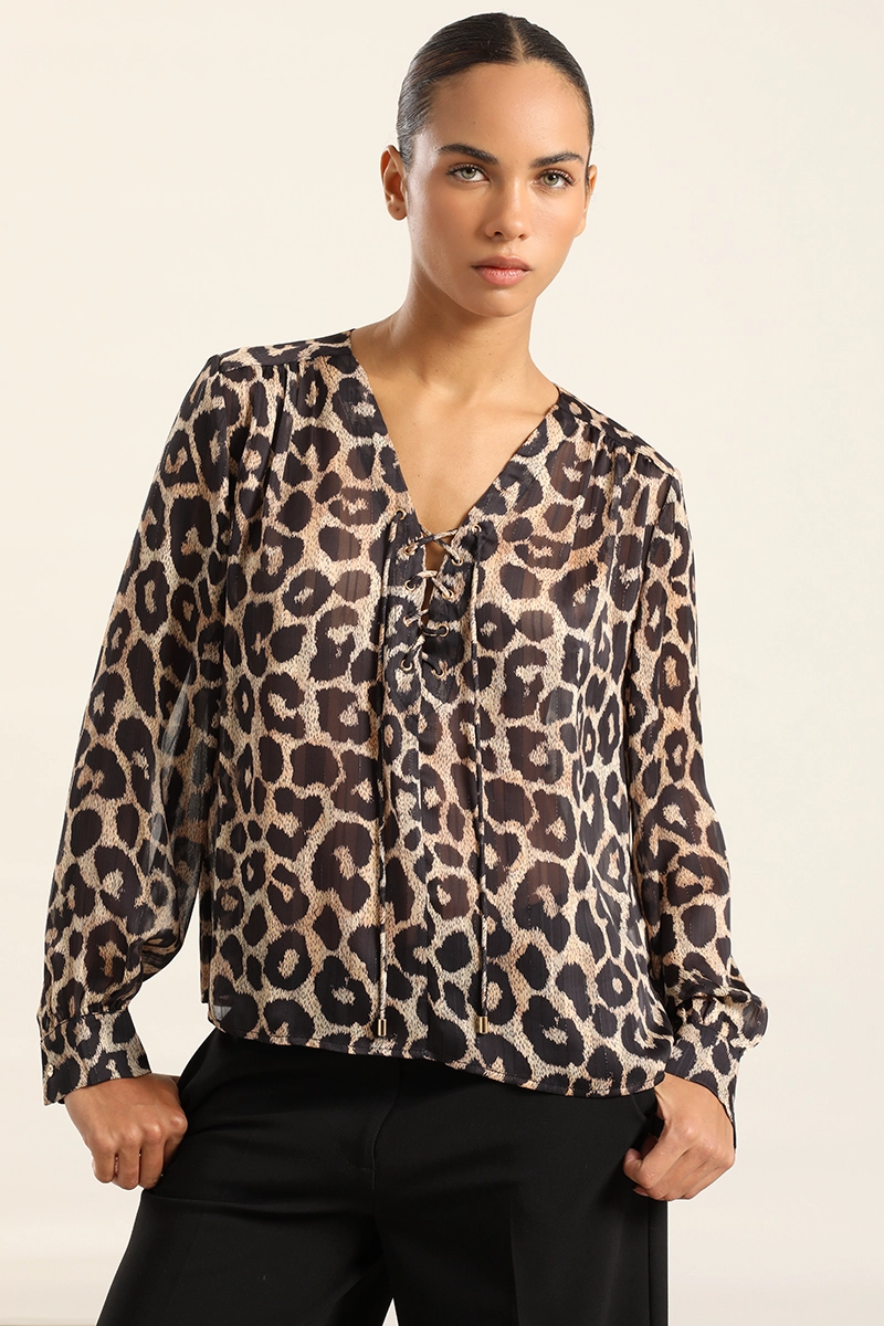 BLUSA ANIMAL PRINT, NEGRO LIOLA - 1