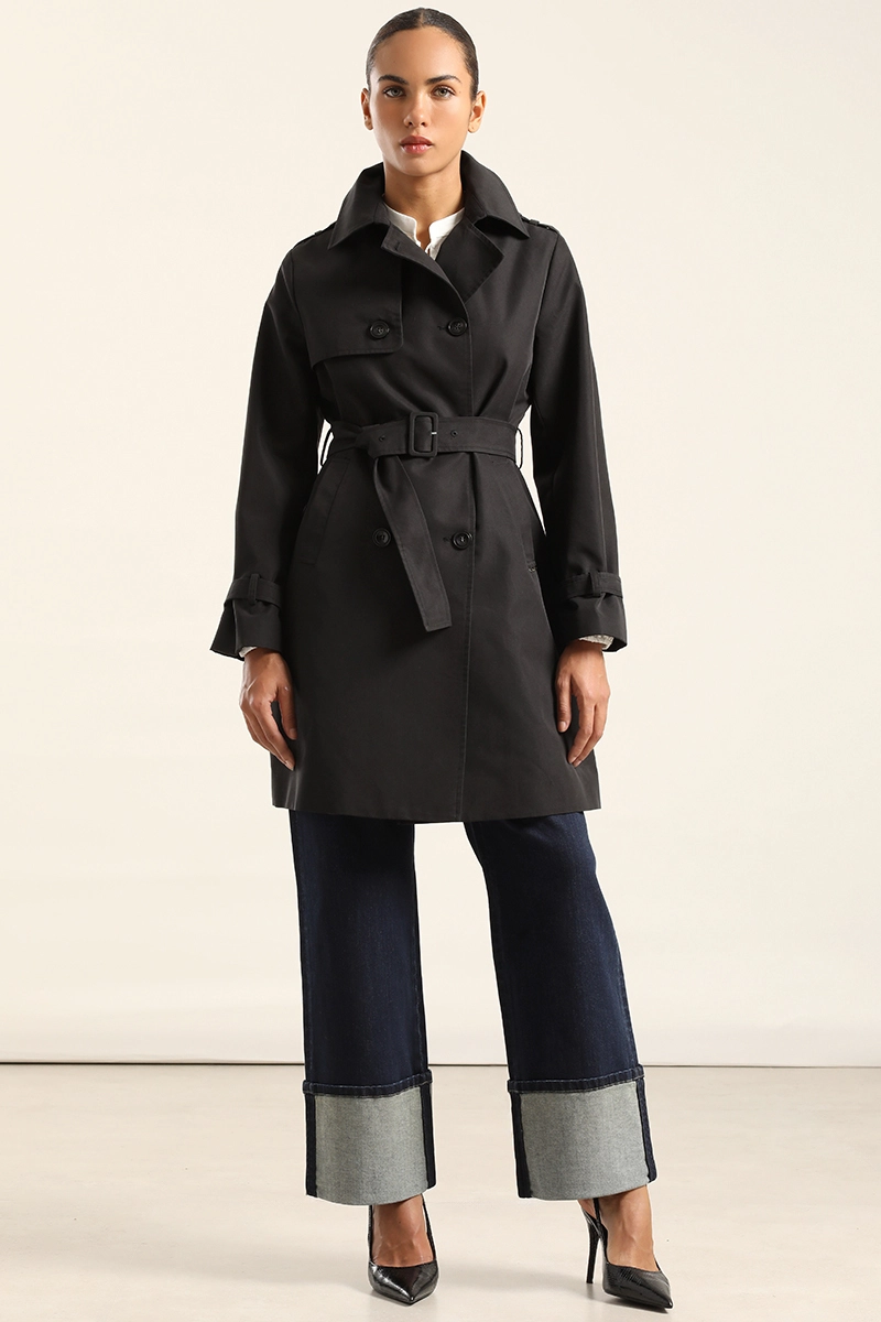 TRENCH CON CINTURON, NEGRO LIOLA - 1