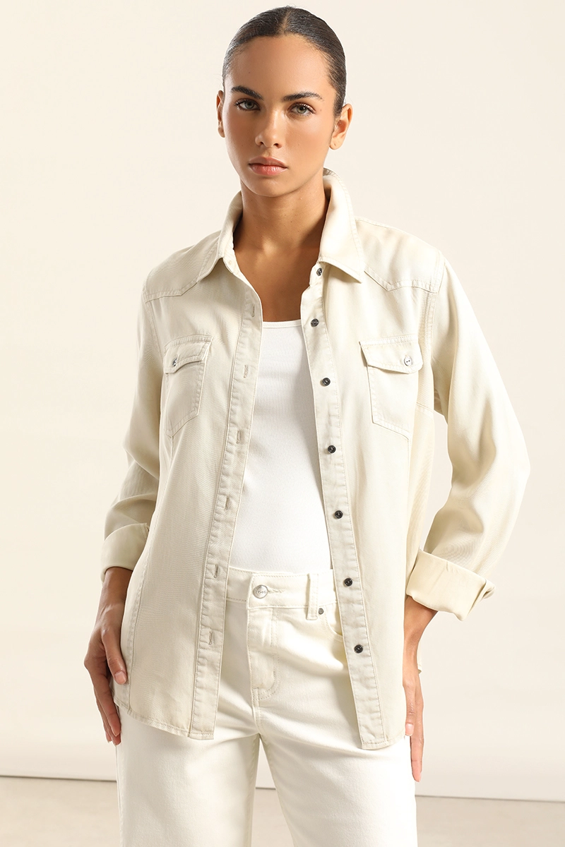 CAMISA LYOCELL PROCESADO, BEIGE LIOLA - 1