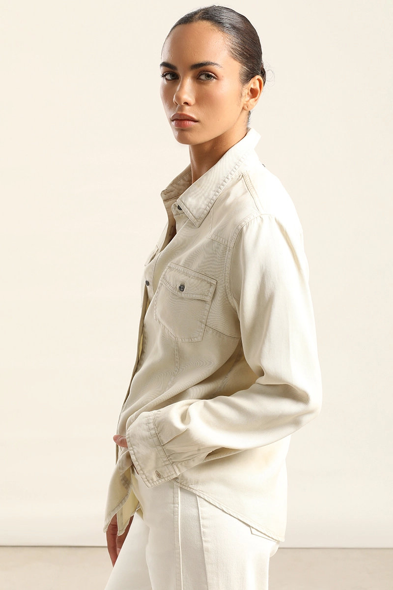 CAMISA LYOCELL PROCESADO, BEIGE LIOLA - 3