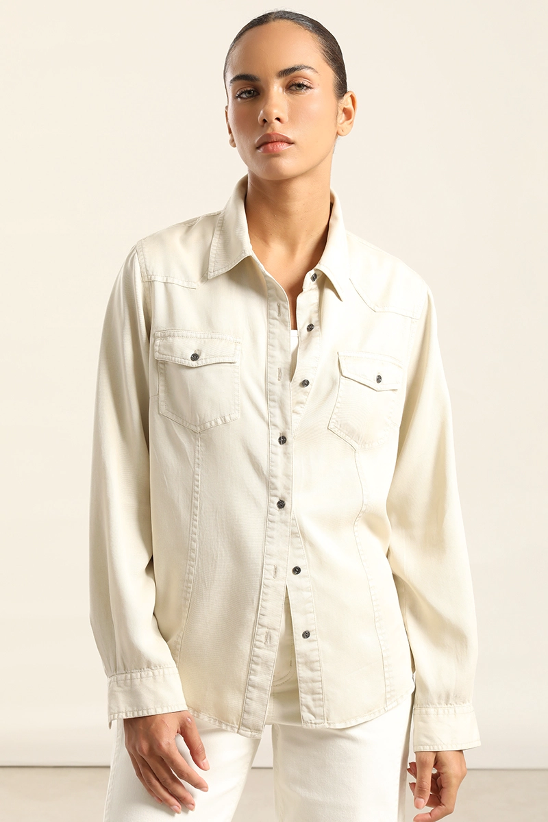CAMISA LYOCELL PROCESADO, BEIGE LIOLA - 4